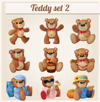 Teddy bears set. Part 2 Stock Illustration