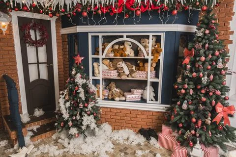 Teddy bears window. High quality and resolution beautiful photo concept Stock Photos