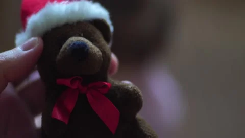 Teddy brown bear in santa hat Stock Footage 139689772