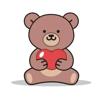 Teddybear holding heart vector Stock Illustration
