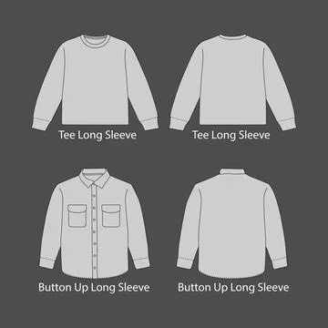 Tee and Button up long Sleeve Apparel Vector Mockup Stock Illustration