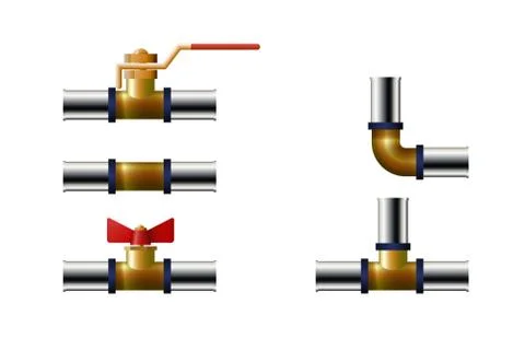Tee, angle and faucet. Stock Illustration