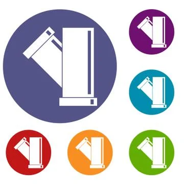 Tee fitting pipe icons set Stock Illustration