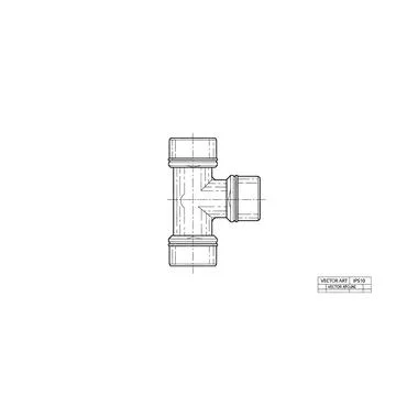 Tee pipe fitting technical engineering drawing Stockillustratie
