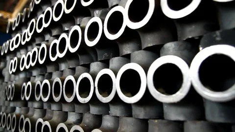 Tee for the pipe at the metal factory Stockbeeldmateriaal 74652552