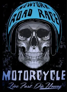 Tee skull motorcycle graphic design Stock Illustration