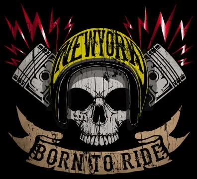 Tee skull motorcycle graphic design Stock Illustration