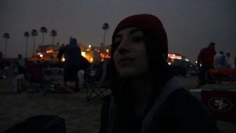 Teen on beach 4th of July Stock Footage 80581111