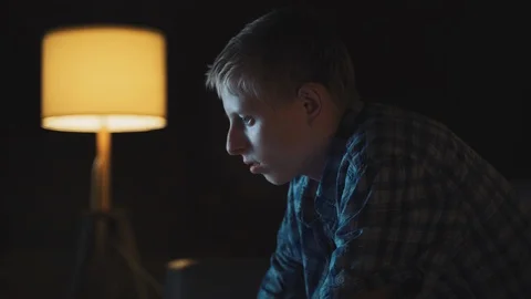 Teen Boy Playing Computer Video Game At Home Stock Footage 121935109