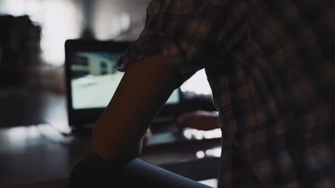 Teen Boy Playing Computer Video Game At Home Video stock 121936297