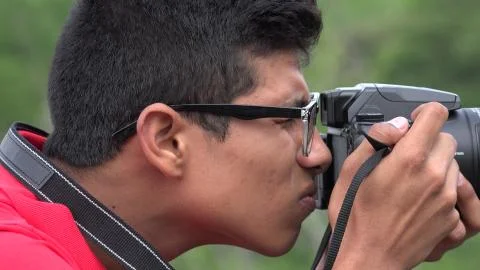 Teen Boy Using Digital Camera Stock Photos