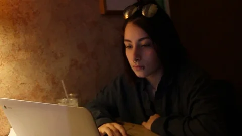 Teen on computer Stock Footage 78716929