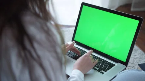 Teen girl working on laptop Stock Footage 59355535