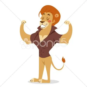 Teen lion power strong man illustration on white background Stock Illustrationen
