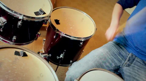 Teen playing drums Stock Footage 47624210