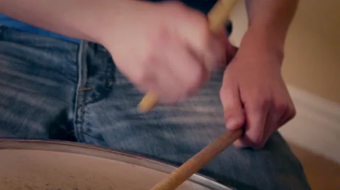 Teen playing drums Stock Footage 47624377