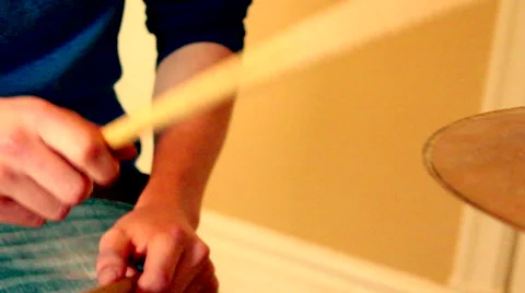 Teen playing drums Stock Footage 47624686