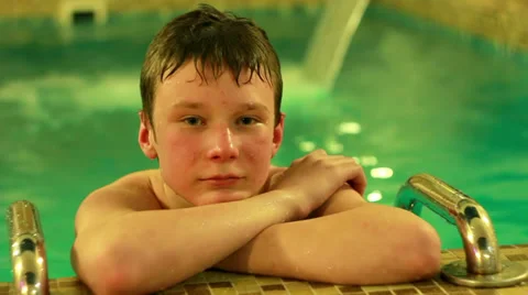 Teen in Pool Stock Footage 34659769