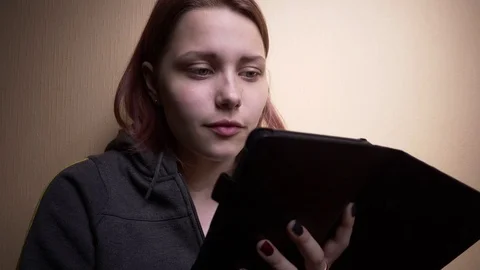 Teen student with ebook reader Stock Footage 76150259