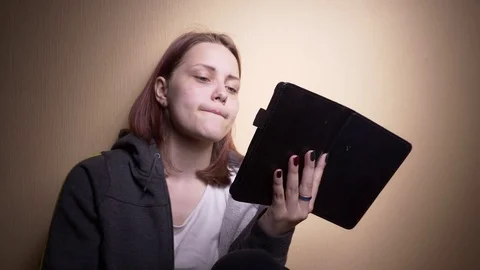 Teen student with ebook reader Stock Footage 76150552