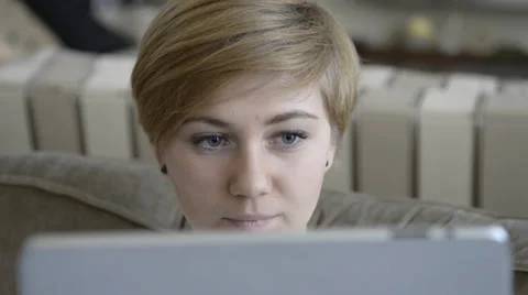 Teen on Tablet Close Up Stock Footage 34088197