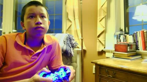 Teenage Boy Playing Video Games Stock Footage
