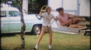 Teenage Girls Swing In Backyard Hammock 1950S Vintage Home Movie 4173 Stock Footage