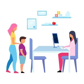 Teenage obesity problem flat vector illustration Stock Illustration