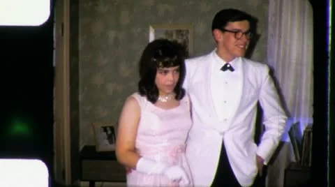 TEENAGE PROM COUPLE High School Dating 1960s Vintage Film Home Movie 3343 Stock Footage