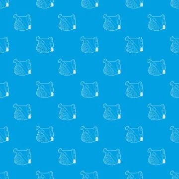 Teenage school backpack pattern vector seamless blue 库存插图