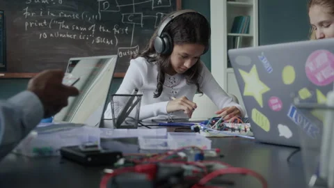 Teenage Students at Engineering Class Stock Footage 284433786