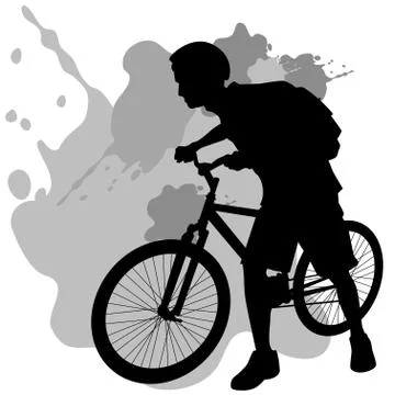 Teenager with bike Stock Illustration
