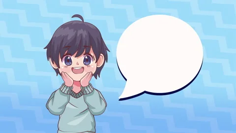 teenager boy with speech bubble anime an... | Stock Video | Pond5