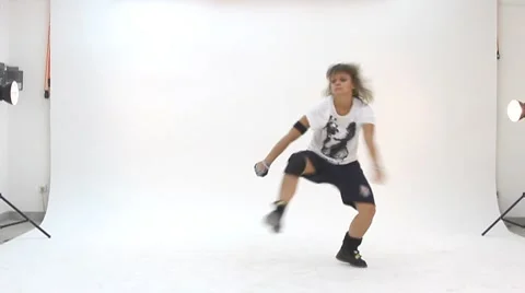 Teenager dancing breakdance in action Stock Footage