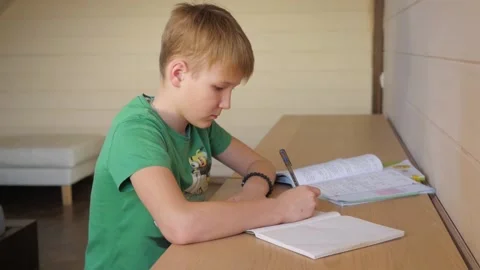 Teenager does homework Stock Footage 130775828