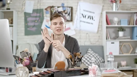 Teenager Filming Makeup Tutorial Stock Footage 88711654