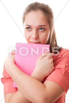 Teenager girl with books Stock Photos