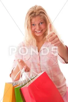 Teenager girl with shopping bags Stock Photos
