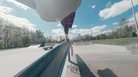Teenager jumping and doing elements of parkour Stock Footage 283994263