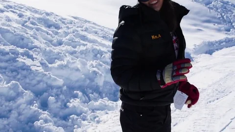 Teenager Jumping in Snow Stock Footage 76943853