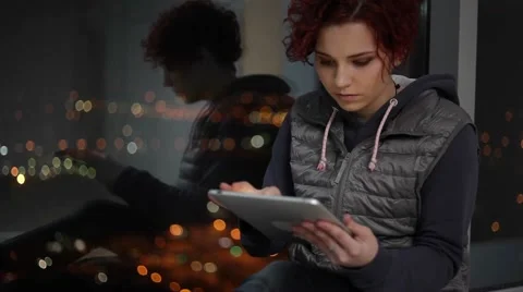 The Teenager Playing on a Tablet Stock Footage 59791111