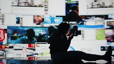 Teenager procrastinating on internet, using social media app on phone Stock Footage 318933943