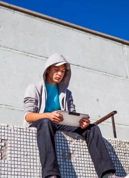 Teenager with Tablet Computer Stock Photos