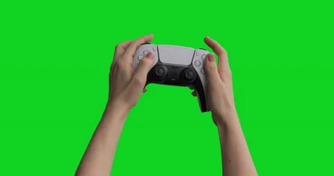 Teenager using gamepad wireless controller pressing keys and playing. Isolated Stock Footage 147317456