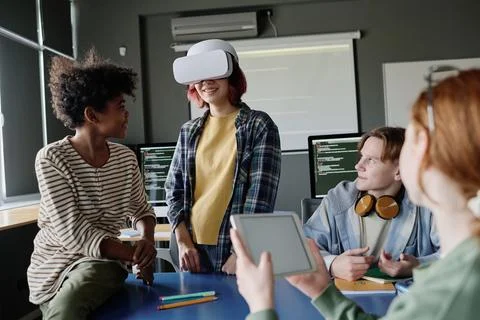 Teenagers Developing Software For VR Stock Photos