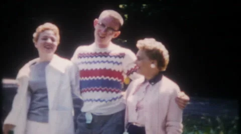 Teenagers laugh it up for the camera 1950s vintage film home movie 2896 Stock Footage 58069423