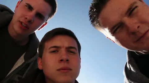 Teenagers looking at the camera goofing off Stock Footage