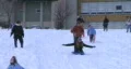 Teenagers Sled Riding HD Footage