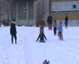 Teenagers Sled Riding SD Footage