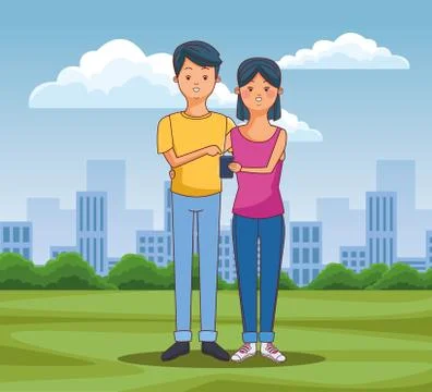 Teenagers using technology 스톡 일러스트
